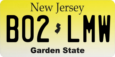 NJ license plate B02LMW