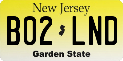 NJ license plate B02LND