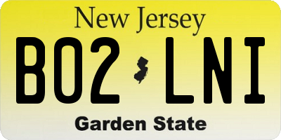 NJ license plate B02LNI