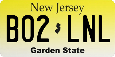 NJ license plate B02LNL