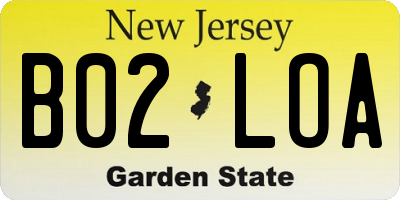 NJ license plate B02LOA