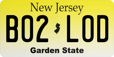 NJ license plate B02LOD