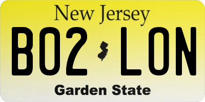 NJ license plate B02LON