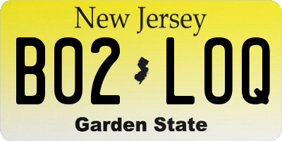 NJ license plate B02LOQ