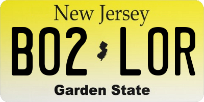 NJ license plate B02LOR