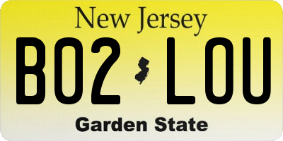 NJ license plate B02LOU