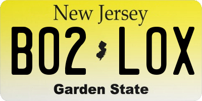 NJ license plate B02LOX