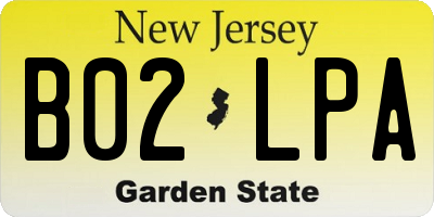 NJ license plate B02LPA