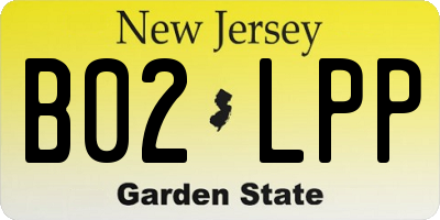 NJ license plate B02LPP