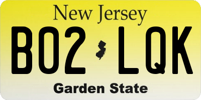 NJ license plate B02LQK