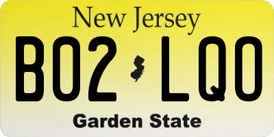 NJ license plate B02LQO