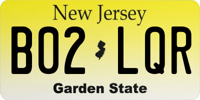 NJ license plate B02LQR