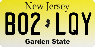 NJ license plate B02LQY