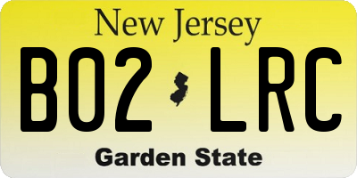 NJ license plate B02LRC
