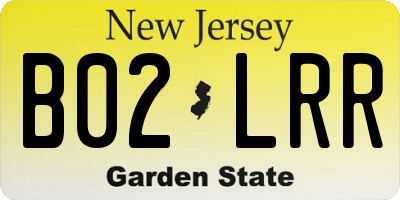 NJ license plate B02LRR