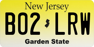 NJ license plate B02LRW