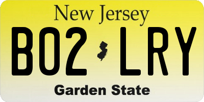 NJ license plate B02LRY