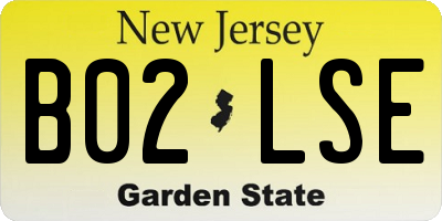 NJ license plate B02LSE