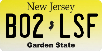 NJ license plate B02LSF