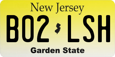 NJ license plate B02LSH