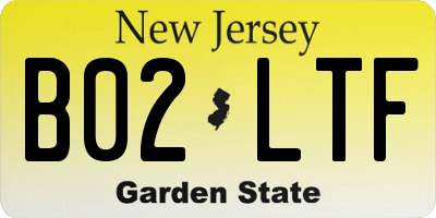 NJ license plate B02LTF