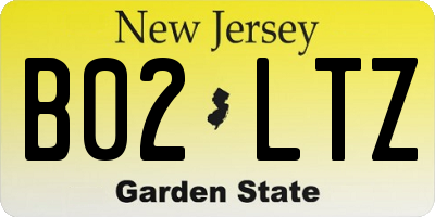 NJ license plate B02LTZ
