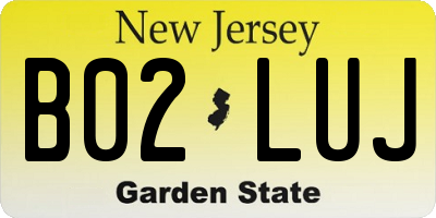 NJ license plate B02LUJ