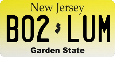NJ license plate B02LUM