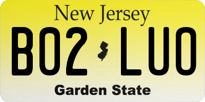 NJ license plate B02LUO
