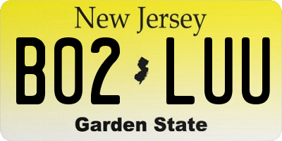 NJ license plate B02LUU