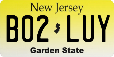 NJ license plate B02LUY