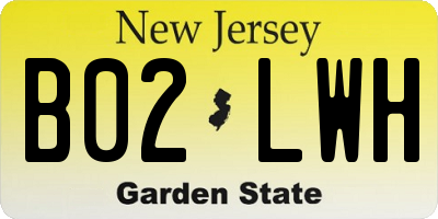 NJ license plate B02LWH