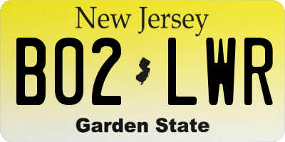 NJ license plate B02LWR