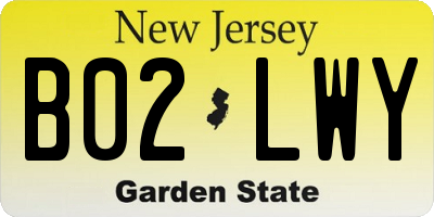 NJ license plate B02LWY