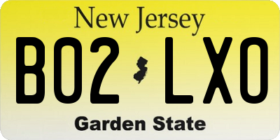 NJ license plate B02LXO