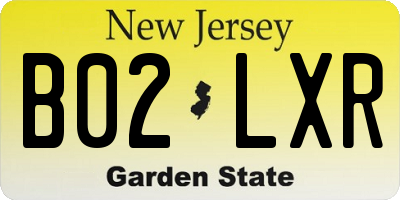 NJ license plate B02LXR