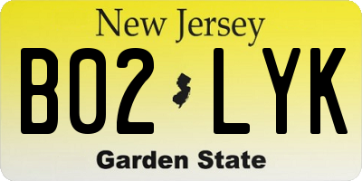 NJ license plate B02LYK