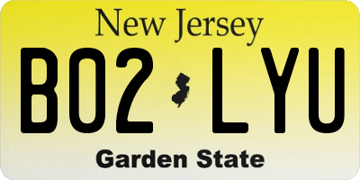 NJ license plate B02LYU