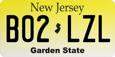 NJ license plate B02LZL