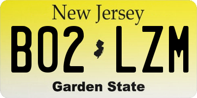 NJ license plate B02LZM
