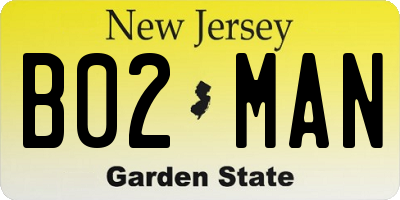 NJ license plate B02MAN