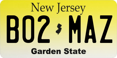 NJ license plate B02MAZ