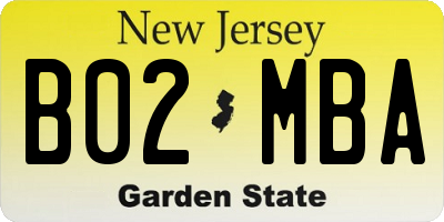 NJ license plate B02MBA