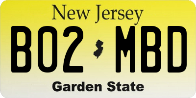 NJ license plate B02MBD