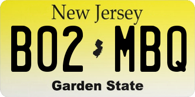 NJ license plate B02MBQ