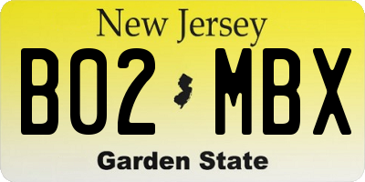 NJ license plate B02MBX