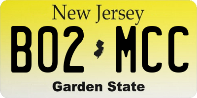 NJ license plate B02MCC