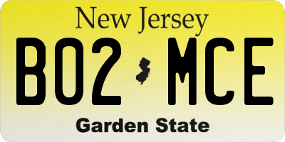 NJ license plate B02MCE