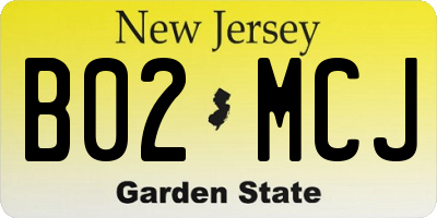 NJ license plate B02MCJ