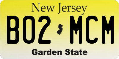 NJ license plate B02MCM